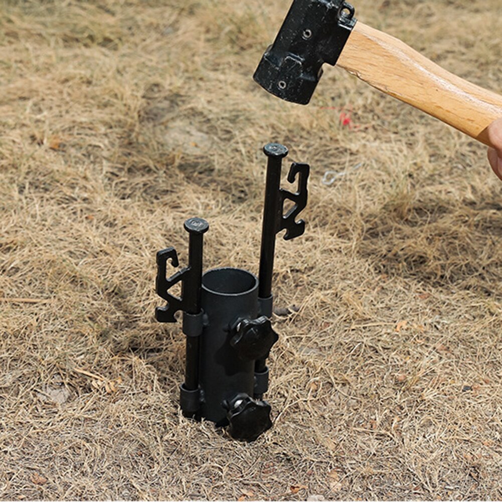 Cheap Goat Tents Camping Awning Rod Holder Reinforced Windproof Outdoor Canopy Rod Iron Holder Fixed Tube Tent Awning Pole Accessories   